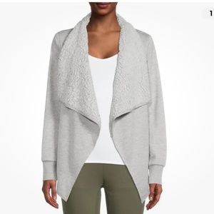 Avia Women’s Sherpa Lined Light Heather Gray Open Cardigan Size Large NEW